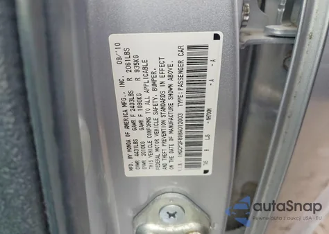 2011 Honda Accord Exl z USA, uszkodzony, nr VIN 1HGCP2F89BA012003